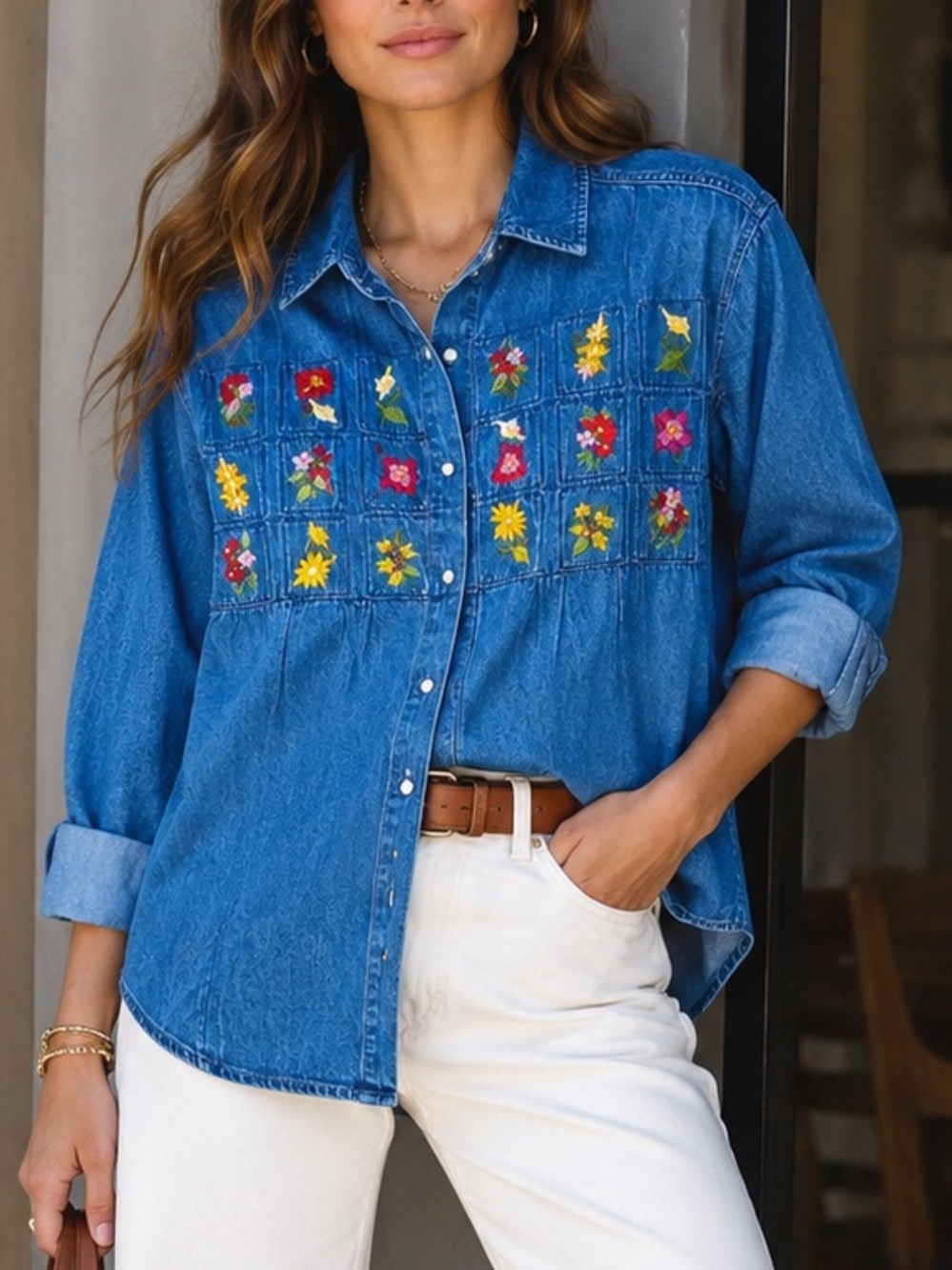 Petite Sophisticate & Co. Vintage Fall Denim Shirt (Y8)
